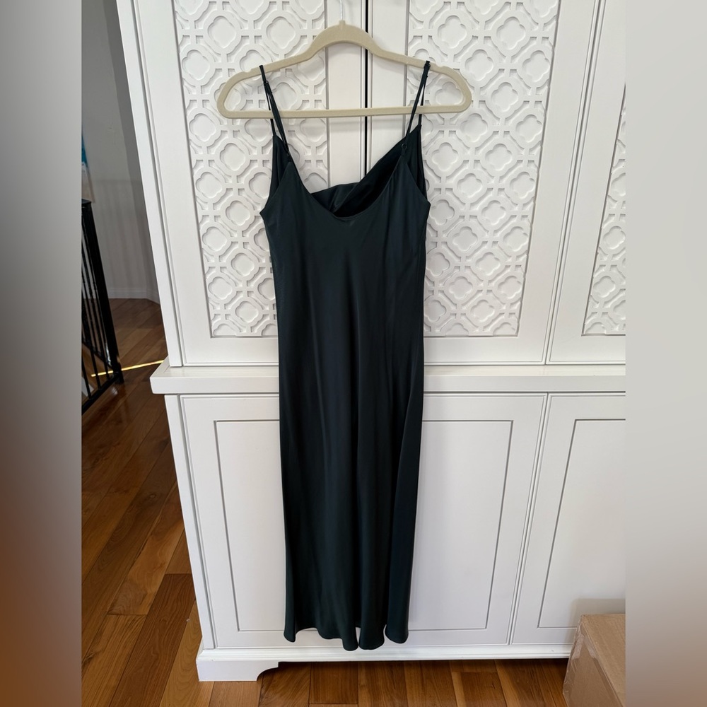 ZARA emerald green Maxi Slip Dress